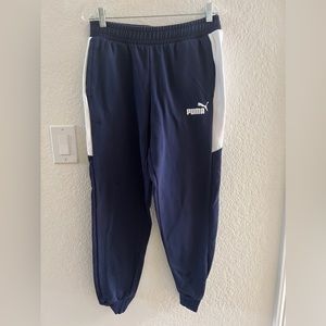 Men’s Joggers, Puma, Blue, W/Pockets, Elastic Waist,Size M, Mild Stain Left Leg